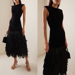 Aje Exclusive Rushes Raffia-Trimmed Dress